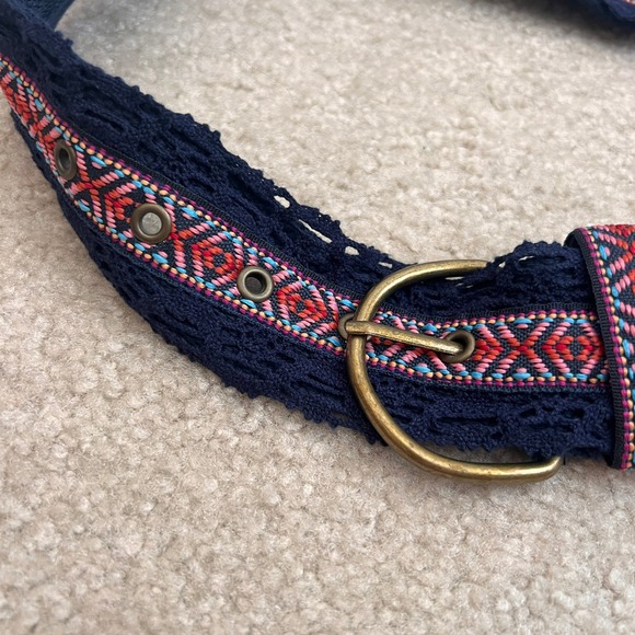 Woven‎ Belt Boho Hippie Festival Brass Buckle Accent Belt Size 1 - Picture 2 of 10